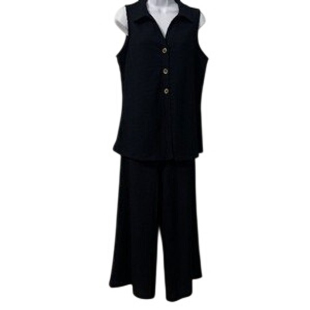Truth by Republic 2 Piece Set Sleeveless Top Wide Leg Pants M Navy Outfit New